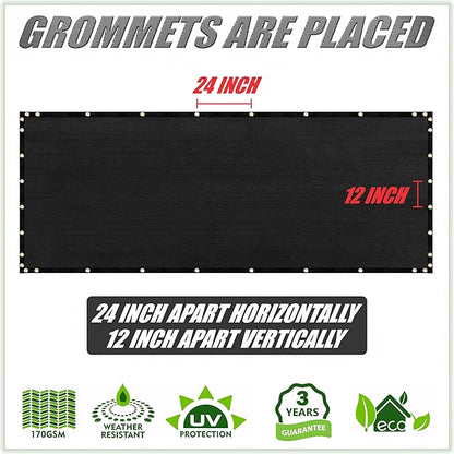ColourTree 2' x 12' Red Custom Size Shade Cloth with Grommets - 90% Sunblock, Durable Mesh Fabric Tarp for Dog Kennel Cover, Fence Privacy Screen, Greenhouse, Chicken Coop & Pet Playpen