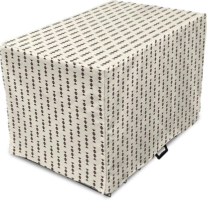Lunarable Contemporary Brown Dog Crate Cover, Pattern of Repeating Triangular Simple Modern Concept, Easy to Use Pet Kennel Cover for Medium Large Dogs, 36 Inch, Eggshell and Seal Brown