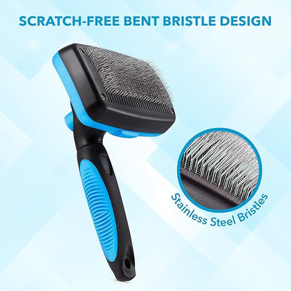Boshel Self Cleaning Grooming Brush for Dogs, Cats & Pets - Slicker Brush for Long & Short Hair, Doodles, Poodles, Large & Small Breeds