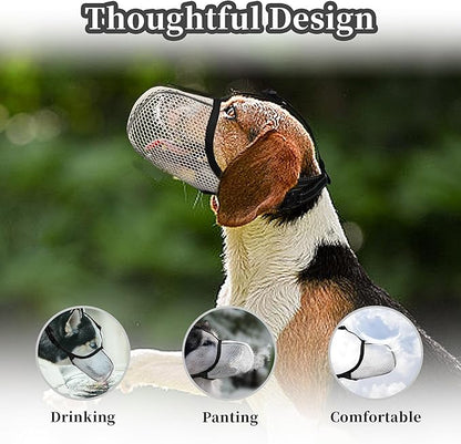 Dog Muzzle, Breathable Soft Muzzle for Extra Small Dogs to Anti & Prevent Barking Biting Chewing, Reflective & Adjustable Basket Muzzle with Air Mesh for Dachshund Beige XS