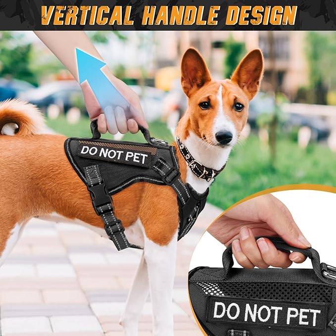 Tactical Dog Harness for XSmall Dogs, Breathable Mesh Dog Vest Tactical Puppy Harness with Handle, Reflective Military Dog Vests Harness for Outdoor Training Walking
