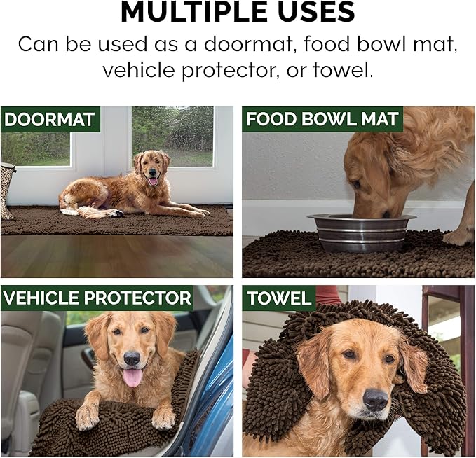Furhaven 60" x 30" Highly Absorbent Runner Door Mat for Muddy Paws, 100% Washable, Perfect for Entryway, Kitchen, & Bathroom Use - Chenille Shammy Rug - Mud (Brown), Runner/XXL