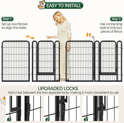Yaheetech Dog Playpen Outdoor, 40 inch 12 Panels Dog Pen Indoor Heavy Duty Puppy Exercise Pen Metal Pet Fence for RV Camping/Yard/Garden