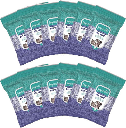 FurryFriends Pet Wipes | Lavender Chamomile Scented | Hypo-allergenic | Alcohol Free| Deodorizing | Removes Loose Hair & Dirt | Incredibly Clean | 12 Pack