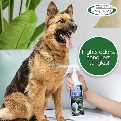 Detangler Spray - Woodland Adventure - Deodorizing Spray for Dogs and Horses, Leave-in Conditioner, Gently Releases Tangles, Softens Coats, Freshens Scent | Made in The USA | 8 oz