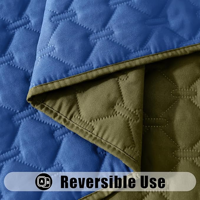 Smiry Waterproof Dog Blanket, Soft Dog Bed Cover Pet Blanket, Reversible Couch Cover for Dogs Washable, Pet Couch Covers for Sofa Furniture Protector for Puppy Cat (68x82 Inch, Green/Navy)