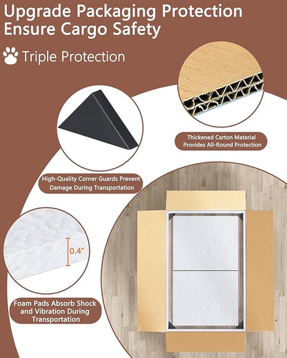 Piskyet Dog Crate Topper Wood Countertop for 48 42 36 30 24 inch Dog Cage, Dog Crate Cover,Dog Kennel Topper(Crate Not Include) (Grey, for 42 Inch Crate)