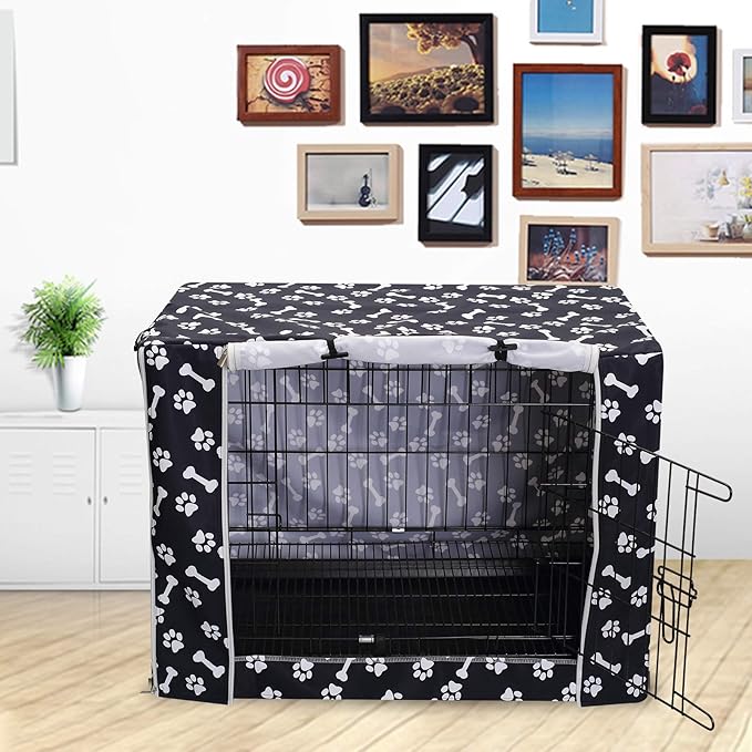 Geyecete Large Dog Crate Covers Fits 24inch-48inch Dog Crates for Small Medium Large Dogs Dog Crate Bed Dog Crate with Cover - Cover only(Crate Not Included)-Black-42