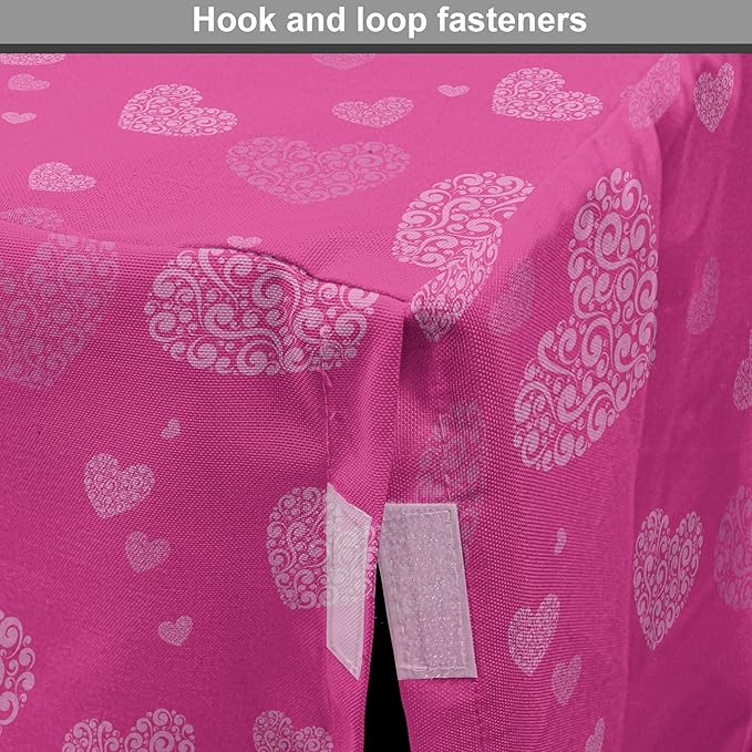 Lunarable Love Dog Crate Cover, Romantic Theme Abstract Heart Shapes Valentines Day 14th February Design, Easy to Use Pet Kennel Cover for Medium Large Dogs, 42 Inch, Hot Pink