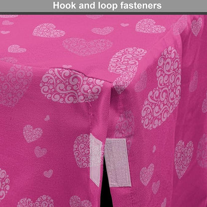 Lunarable Love Dog Crate Cover, Romantic Theme Abstract Heart Shapes Valentines Day 14th February Design, Easy to Use Pet Kennel Cover for Medium Large Dogs, 42 Inch, Hot Pink
