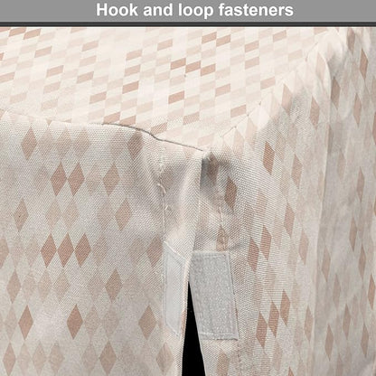 Lunarable Cream Dog Crate Cover, Geometrical Design Soft Colored Diamond Line Harlequin Background Pattern Classic Image, Easy to Use Pet Kennel Cover for Medium Large Dogs, 42 Inch, Tan