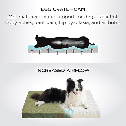 Bedsure Jumbo Dog Bed for Large Dogs - XXL Orthopedic Dog Beds with Removable Washable Cover, Egg Crate Foam Pet Bed Mat, Suitable for Dogs Up to 150lbs, Dark Green