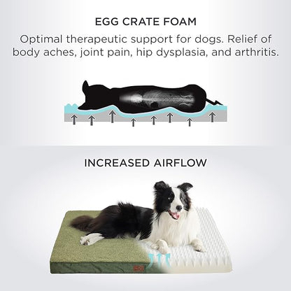 Bedsure Extra Large Dog Bed for Large Dogs - XL Orthopedic Dog Beds with Removable Washable Cover, Egg Crate Foam Pet Bed Mat, Suitable for Dogs Up to 100 lbs, Dark Green