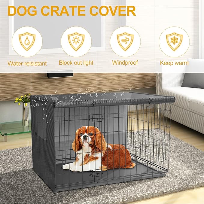 Dog Crate Cover-Double Door,Dog Kennel Cover,Crate Covers for Dog Cages-24 30 36 42 48 inches- Heavy Duty Polyester Pet Kennel Cover Universal Fit for Wire Dog Crate (24.0" L x 19.0" W x 20.0" H)