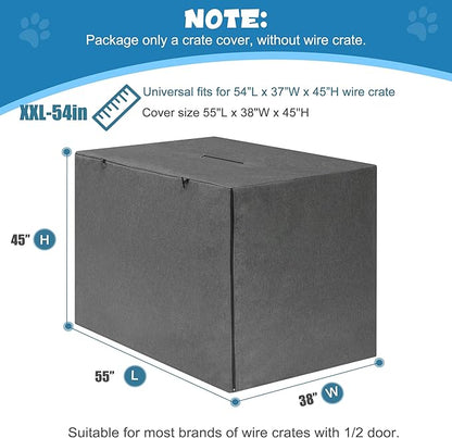 Deblue Indoor 54 Inches Dog Crate Cover, Privacy Durable Polyester Pet Kennel Covers Universal Fit for Wire Crate (Grey)