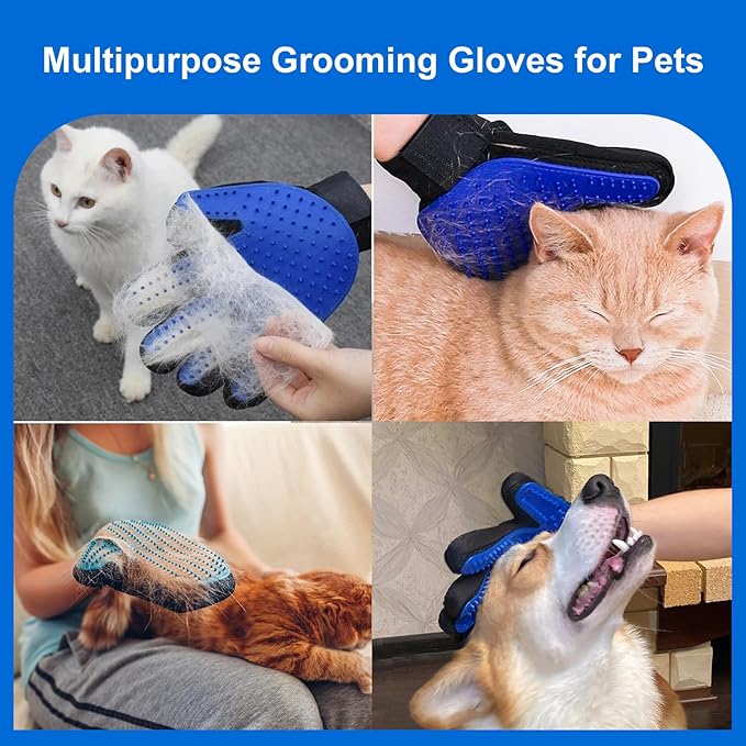 Comprehensive Pet Grooming Kit - Slicker Brush, Deshedding Tools, Nail Clippers, Polisher, Gloves and Bag for Dogs and Cats