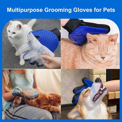 Comprehensive Pet Grooming Kit - Slicker Brush, Deshedding Tools, Nail Clippers, Polisher, Gloves and Bag for Dogs and Cats