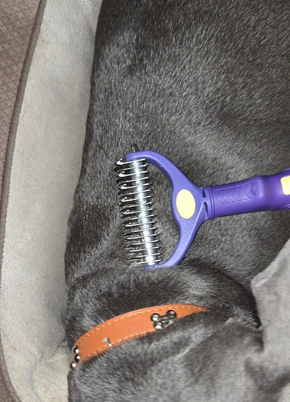 Open Knot Untangling Comb for Dogs and Cats, Double-Sided, Purple