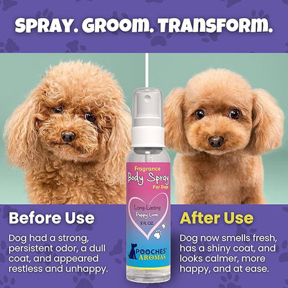 Pooches Aromas Natural Dog Cologne - Premium Grooming Spray - Long Lasting Spray - Deodorizing & Refreshing For Dogs, Adult Canines and Puppies - Aromas Scent to Refresh the Skin (Pack of 6)