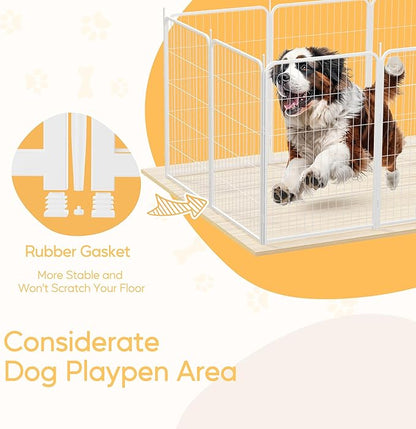 HealSmart Dog Playpen Indoor, Puppy Playpen Indoor for Yard, Camping, 40" Height 8 Panels Heavy Duty Dog Pen for Small/Medium Dogs, White