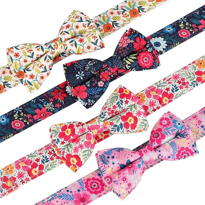 Didog Floral Dog Collar with Bow, Cute Girl Dog Collars with Detachable Bowtie, Soft & Comfy Spring Summer Dog Collar for Small Medium Large Dogs Gift Holiday, Orange, L
