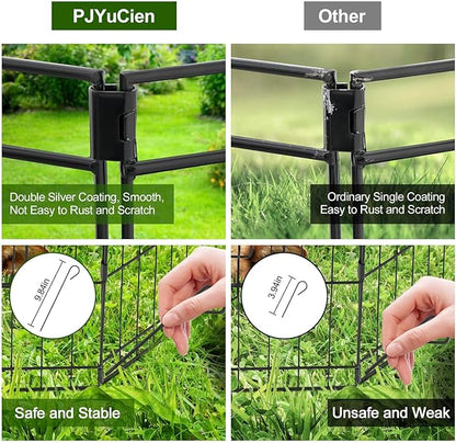 PJYuCien Dog Playpen - Metal Foldable Dog Exercise Pen, Pet Fence Puppy Crate Kennel Indoor Outdoor with 8 Panels 24”H & Top Cover and Bottom Pad for Small Medium Pets