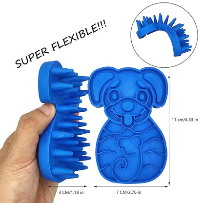 KIRTI Groom Brush,Massag Brush for Dogs, Cats, Small Animals and Pets with Short Hair Grooming Bathing Massaging and Deshedding Silicone Brush,Soft Rubber Bristles (Blue)