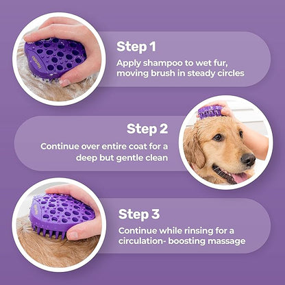 Pet Bath & Massage Brush - Grooming Comb for Shampooing & Massaging Dogs, Cats, Small Animals w/Short or Long Hair - Long Tapered Bristles, Gently Removes Loose, Shed Fur, Bath Brush Cats (No Handle)