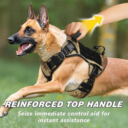 WINGOIN Tactical Dog Harness for Large Dogs, Heavy Duty No Pull Dog Harness with Handle, Adjustable Reflective Military K9 German Shepherd Big Size Dog Vest for Training, Walking, Hiking, Camo (L)