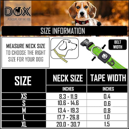 DDOXX Reflective Nylon Dog Collar - Strong and Adjustable Collars Dogs - S (Green)