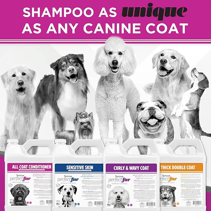 TropiClean PerfectFur Dog Conditioner for All Coats| 10:1 Concentrated Groomer Gallon| Made in The USA| 1 Gallon