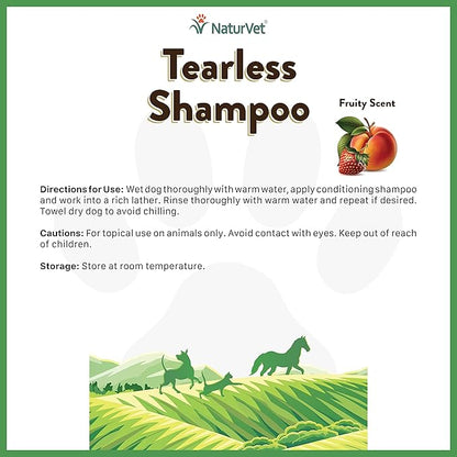 NaturVet Tearless Shampoo for Dogs, Cats & Horses 16 oz