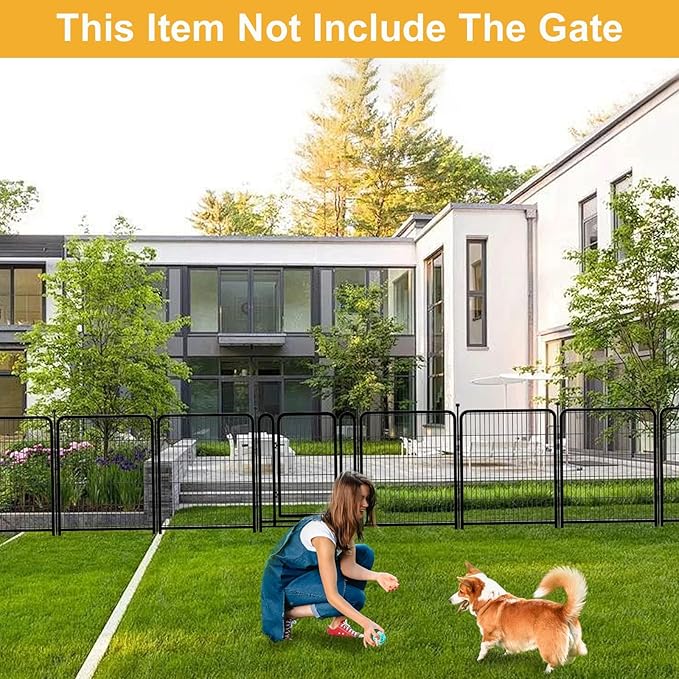 Garden Fence 40 Inch 14 Panels Without Gate, Low Threshold Total 31 Ft(l) Garden Fence for Yard and Dog, Black Dog Pen Wide Door, Be Suitable for Inside and Outside