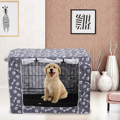 Pethiy Dog Crate Cover Durable Polyester Pet Kennel Cover Universal Fit for Wire Dog Crate - Fits Most 24 inch Dog Crates - Cover only-Sky Gray-24