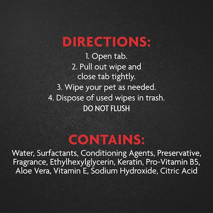 Furminator DeShedding Grooming Wipes for Cats Refresh and Deodorize Coat Without Bathing, 50 Count