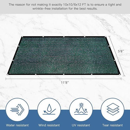 Knitted Shade Cloth 6ft x 12ft 85% Sunblock Kennel Shade Cover with Grommets Green (Excludes Kennel) - PS0612GRNX1