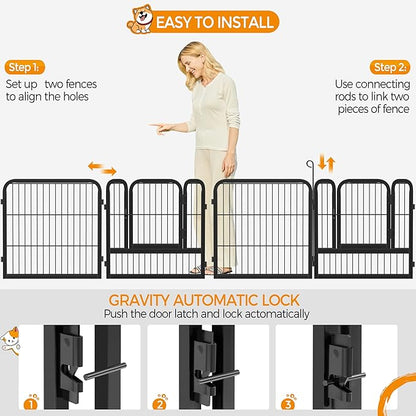 Yaheetech Dog Playpen Outdoor, 24 inch 8 Panels Dog Pen Indoor Heavy Duty Puppy Exercise Pen Metal Pet Fence for RV Camping/Yard/Garden