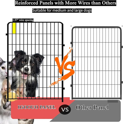 Dog Fence Outdoor for Yard 36'' High, Portable Dog Playpen with Rustproof and Sturdy Stakes for Medium/Large Dogs, 3ft Dog Play Pen for RV Camping(8 Panels)