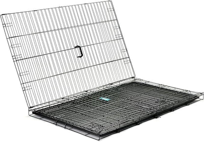 Secure and Compact Double Door Metal Dog Crate, Extra Large with Divider Panel
