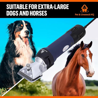 Professional Dog Grooming Clippers for Thick Coats - Shears Heavy Duty Hair Cutting Kit - Large Dog Shaver Set - Pet Trimmer for XL Large Dogs, Horses, Livestock