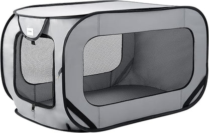 Love's cabin 42in Portable Large Dog Bed - Pop Up Dog Kennel, Indoor Outdoor Crate for Pets, Portable Car Seat Kennel, Cat Bed Collection, Grey