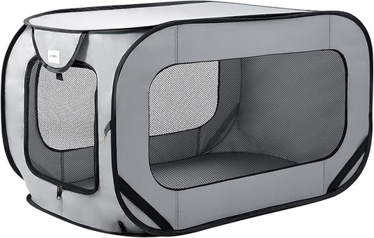 Love's cabin 42in Portable Large Dog Bed - Pop Up Dog Kennel, Indoor Outdoor Crate for Pets, Portable Car Seat Kennel, Cat Bed Collection, Grey
