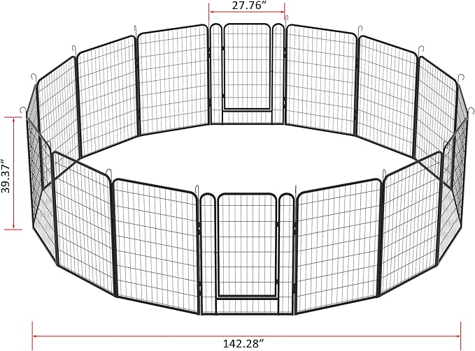 KEIKI 16 Panels 39.37" H Heavy Duty Metal Playpen with Door for Dog Fence,Pet Exercise Pen Versatile Shape for Outdoor Indoor