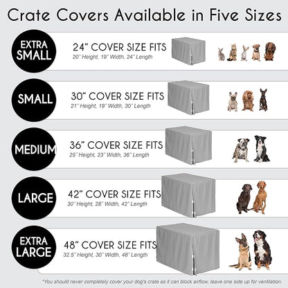 Sweet Jojo Designs 36in. Medium Dog Crate Cover (Bones and Paw Prints) Pet Cage, Kennel Covers (Modern, Cartoon, Doggy, Puppy, Neutral, Paws Print, Whimsical, Brown, Tan, Grey, Taupe and Off White)
