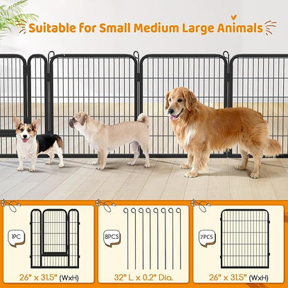 Yaheetech Dog Playpen Outdoor, 32 inch 24 Panels Dog Pen Indoor Heavy Duty Puppy Exercise Pen Metal Pet Fence for RV Camping/Yard/Garden