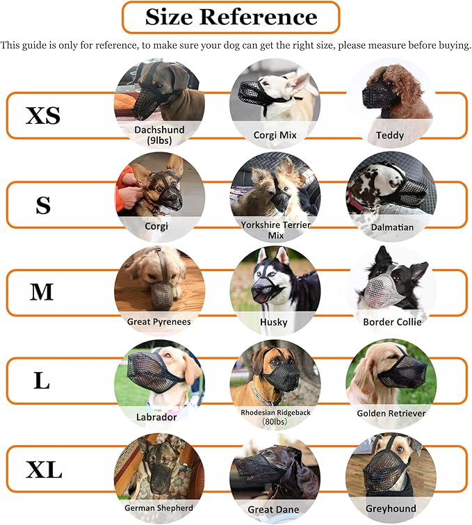 Crazy Felix Dog Muzzle, Soft Mesh Muzzle for Small Medium Large Dogs Labrador German Shepherd, Breathable Adjustable Muzzles for Biting, Chewing, and Scavenging, Allows Panting and Drinking(Black, M)