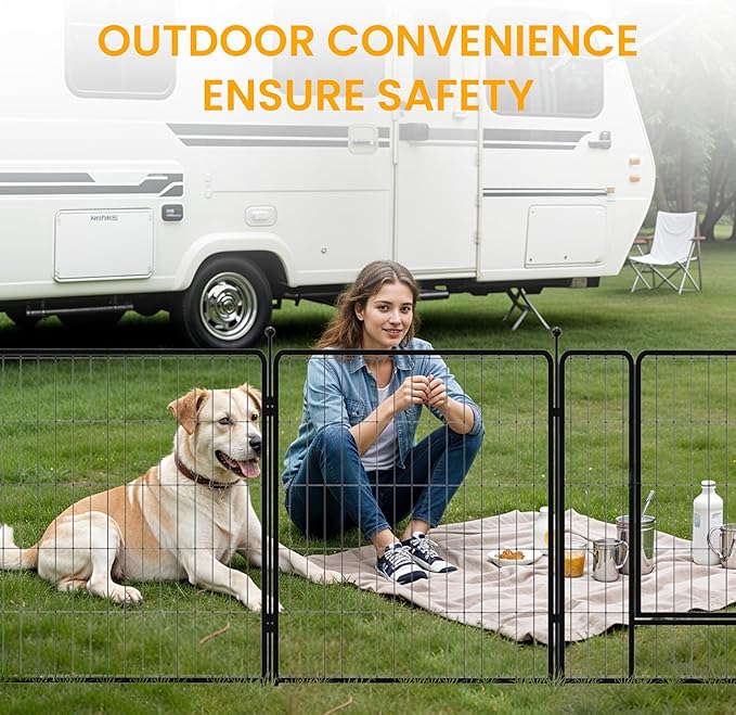 Dog Playpen 32 Inch 8 Panels, Ideal Dog Fence for Small/Medium Dogs Indoor & Outdoor Bliss, Perfect Dog Pen for Camping, Yard, RV, Garden Fence, Black
