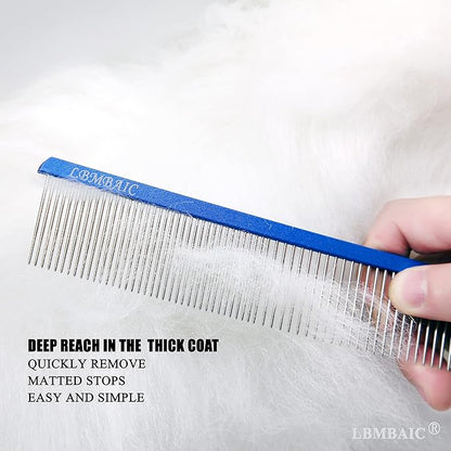Metal Dog Grooming Comb for Shedding Tangles,Knots,Mats.Dog Combs With Long Wide Tooth for Long Thick Curly Hair Metal Pet Comb for Poodles and Goldendoodles Dematting.7.5INCHES.