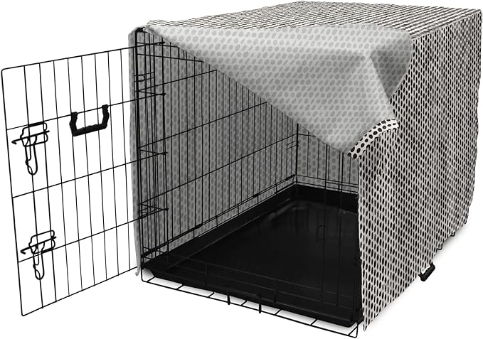 Lunarable Abstract Dog Crate Cover, Monochrome Grunge Pattern with Modern Round Shapes Print, Easy to Use Pet Kennel Cover for Cats & Medium Dogs, 30 Inch, Grey Charcoal
