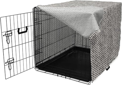 Lunarable Abstract Dog Crate Cover, Monochrome Grunge Pattern with Modern Round Shapes Print, Easy to Use Pet Kennel Cover for Cats & Medium Dogs, 30 Inch, Grey Charcoal